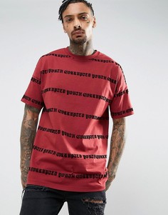 Oversize-футболка с бархатистым текстовым принтом ASOS - Красный