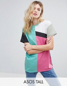 Oversize-футболка колор блок в стиле 80-х ASOS TALL - Мульти