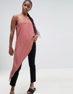 Топ асимметричной длины на тонких бретельках ASOS - Розовый