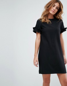 Фактурное цельнокройное платье с пышными рукавами ASOS - Черный
