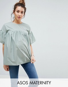 Присборенный топ для беременных ASOS Maternity - Серый