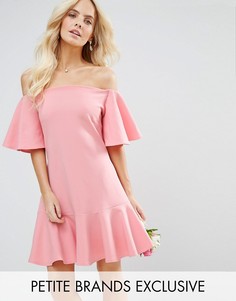 Платье мини с расклешенными рукавами John Zack Petite - Розовый