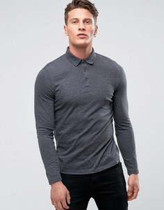 Трикотажное поло с длинными рукавами ASOS - Серый