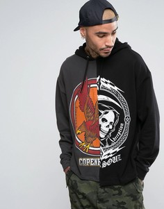 Oversize-худи с принтом ASOS - Черный