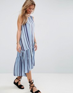 Свободное платье-трапеция миди из ткани добби в полоску ASOS - Мульти