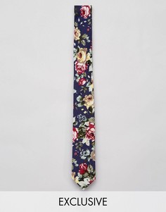Узкий галстук с цветочным принтом Reclaimed Vintage - Синий