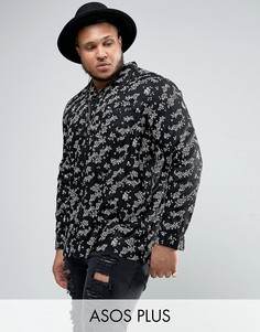 Рубашка классического кроя из вискозы с цветочным принтом ASOS PLUS - Черный