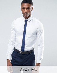 Узкая атласная рубашка белого цвета ASOS TALL WEDDING - Белый