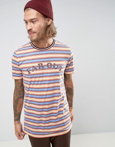 Удлиненная футболка в стиле ретро с полосками и принтом Far Out ASOS - Мульти
