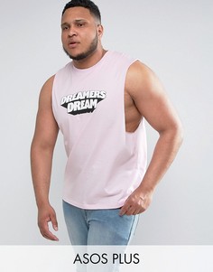 Майка с заниженными проймами и принтом Dreamers Dream ASOS PLUS - Розовый