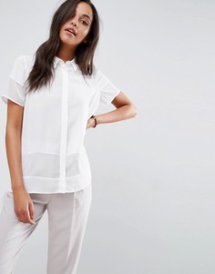 Блузка с короткими рукавами и прозрачными вставками ASOS - Белый