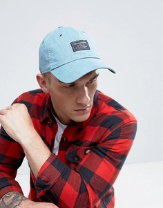 Светло-синяя саржевая кепка с логотипом-накладкой Abercrombie &amp; Fitch - Синий
