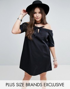 Платье с широким вырезом и завязкой Missguided Plus - Черный