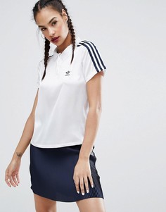 Футболка-поло в фирменных цветах Аdidas Originals - Белый Adidas