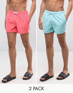 2 пары коротких шортов для плавания (голубые/розовые) ASOS - СКИДКА - Мульти