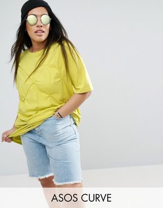 Свободная футболка с защипами ASOS CURVE - Желтый