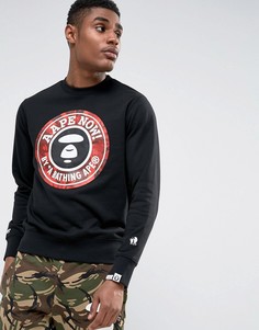 Свитшот с большим логотипом AAPE By A Bathing Ape - Черный