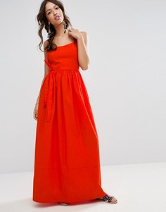 Хлопковое платье макси с открытой спиной ASOS - Красный