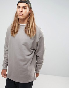Серый длинный свободный свитшот с молниями по бокам ASOS - Серый