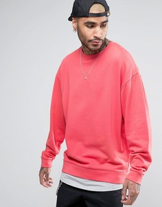 Розовый длинный свободный свитшот с подолом в виде футболки ASOS - Розовый