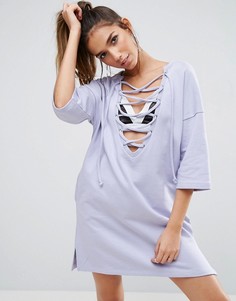 Трикотажное платье со шнуровкой ASOS - Фиолетовый