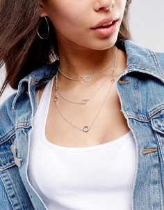 Ярусное ожерелье-чокер с кольцом ASOS - Серебряный