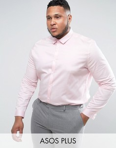 Узкая атласная рубашка розового цвета ASOS PLUS WEDDING - Розовый