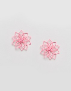 Серьги-гвоздики с цветами ASOS - Розовый