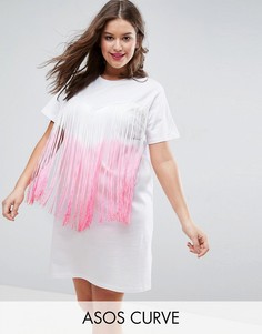 Платье-футболка с бахромой с эффектом деграде ASOS CURVE - Мульти