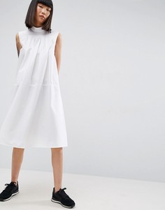 Платье-рубашка миди без рукавов со складками ASOS WHITE - Белый