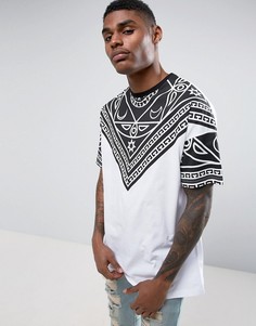 Белая oversize-футболка с принтом на кокетке ASOS - Белый