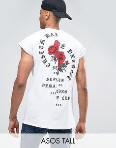 Свободная футболка без рукавов с розами ASOS TALL - Белый