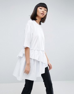 Футболка с ярусными оборками ASOS WHITE - Белый