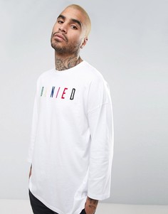 Oversize-футболка с рукавами 3/4 и вышивкой Denied ASOS - Белый