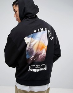 Oversize-худи с принтом на спине ASOS - Черный