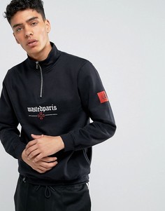 Свитшот на молнии с принтом Worldwide на рукавах Wasted Paris - Черный