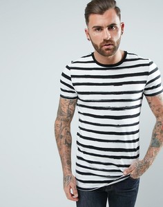 Длинная обтягивающая футболка в полоску ASOS - Белый