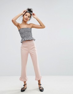 Укороченные брюки с оборками New Look - Розовый