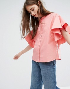 Рубашка с рукавами-оборками Weekday - Розовый