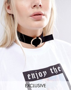 Бархатное ожерелье-чокер с пряжкой Reclaimed Vintage - Черный