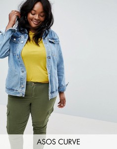 Синяя выбеленная джинсовая куртка ASOS CURVE - Синий