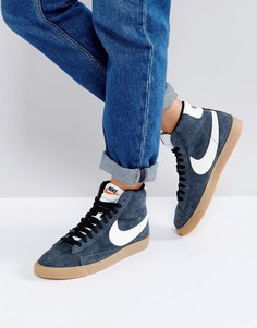 Черные замшевые кроссовки средней высоты Nike Blazer - Черный
