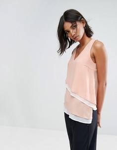 Топ с V-образным вырезом и асимметричным краем Vero Moda - Розовый