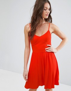Приталенное платье мини в рубчик ASOS - Оранжевый
