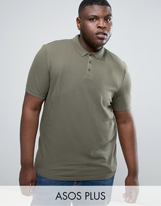 Зеленое поло из ткани пике ASOS PLUS - Зеленый