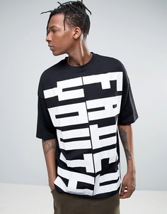 Oversize-футболка с выцветшим принтом Youth и рукавами до локтя ASOS - Черный