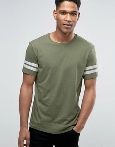 Футболка с круглым вырезом и полосками на рукавах Esprit - Зеленый