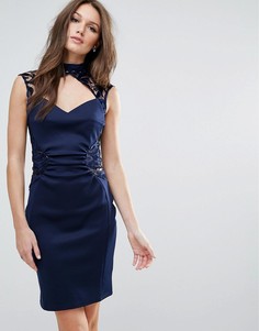 Платье-футляр с кружевной отделкой Lipsy - Темно-синий