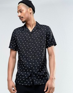Рубашка из вискозы стандартного кроя с отложным воротником и принтом ASOS - Черный