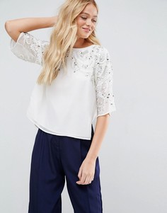 Футболка с декорированными плечами ASOS - Белый